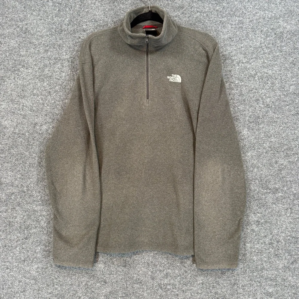 The North Face Sweater Men Large Gray TKA 100 Fleece 1/4 Zip Sweatshirt Pullover